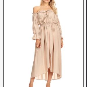 Casual Boho Long Sleeve Off Shoulder Renaissance Dress